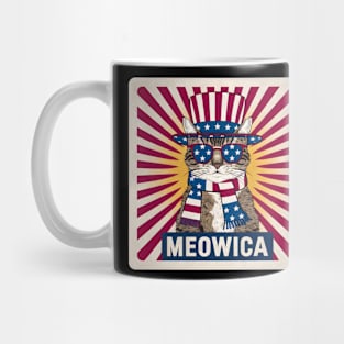 Meowica 4th of July American Flag Cat Funny Mug